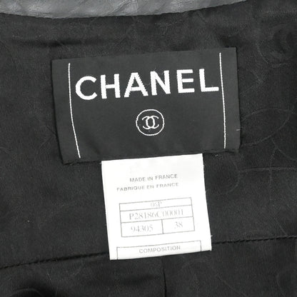 Chanel 2006 Leather Coat Jacket Black #38