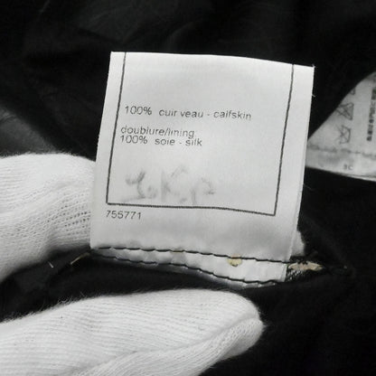 Chanel 2006 Leather Coat Jacket Black #38