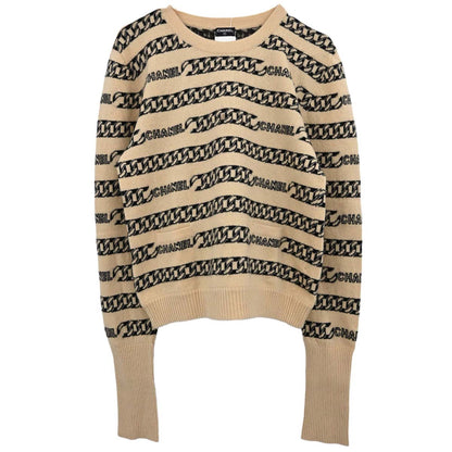 Chanel 2001 Sweater Knit Top Beige #42