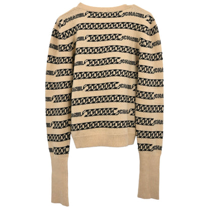 Chanel 2001 Sweater Knit Top Beige #42