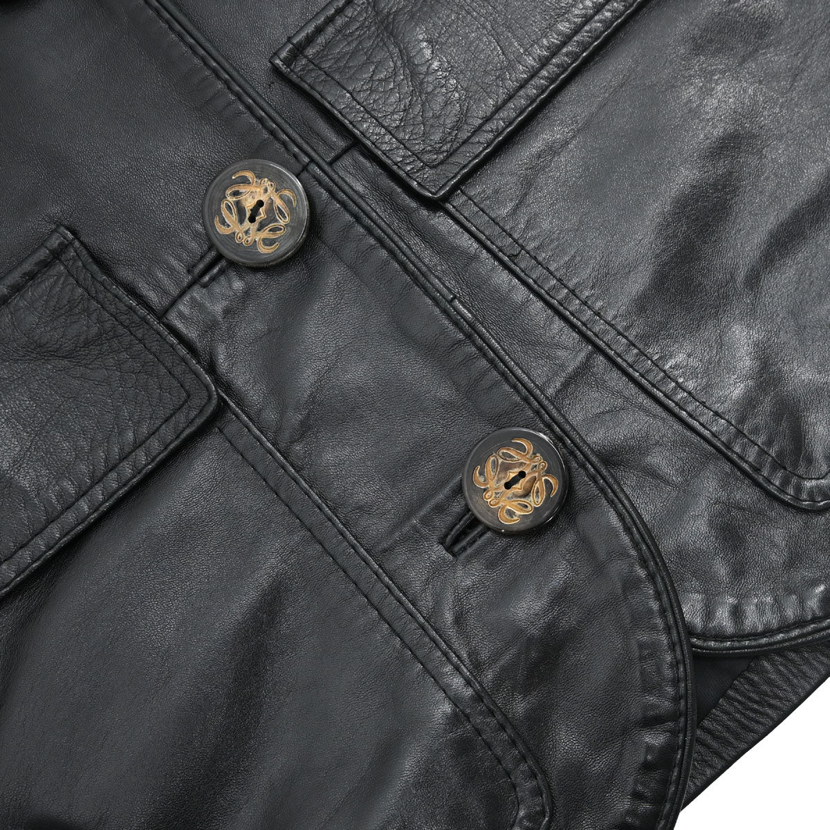 Loewe Single Breasted Napa Leather Jacket Black #40