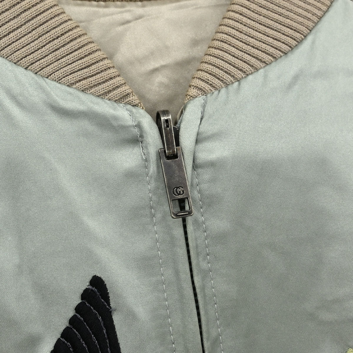 Gucci Reversible Embroidery Jacket Light Blue Beige #44