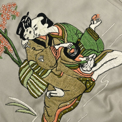 Gucci Reversible Embroidery Jacket Light Blue Beige #44