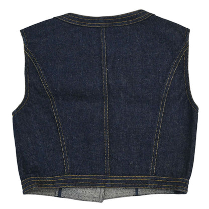 Chanel 1996 Sleeveless Vest Denim Jacket Navy #38