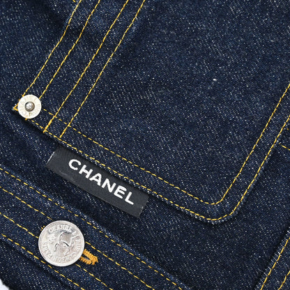Chanel 1996 Sleeveless Vest Denim Jacket Navy #38