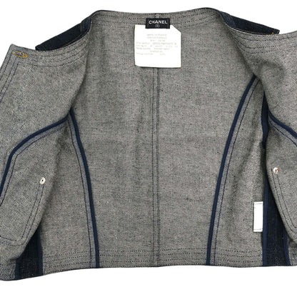 Chanel 1996 Sleeveless Vest Denim Jacket Navy #38