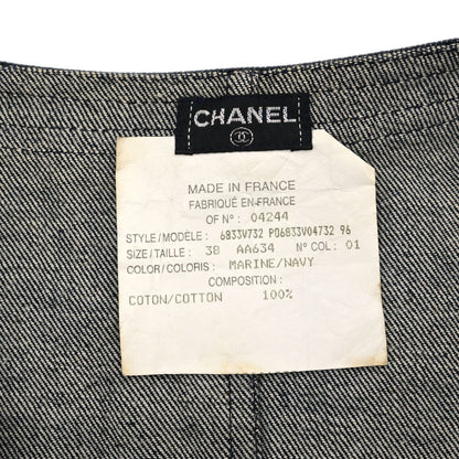 Chanel 1996 Sleeveless Vest Denim Jacket Navy #38