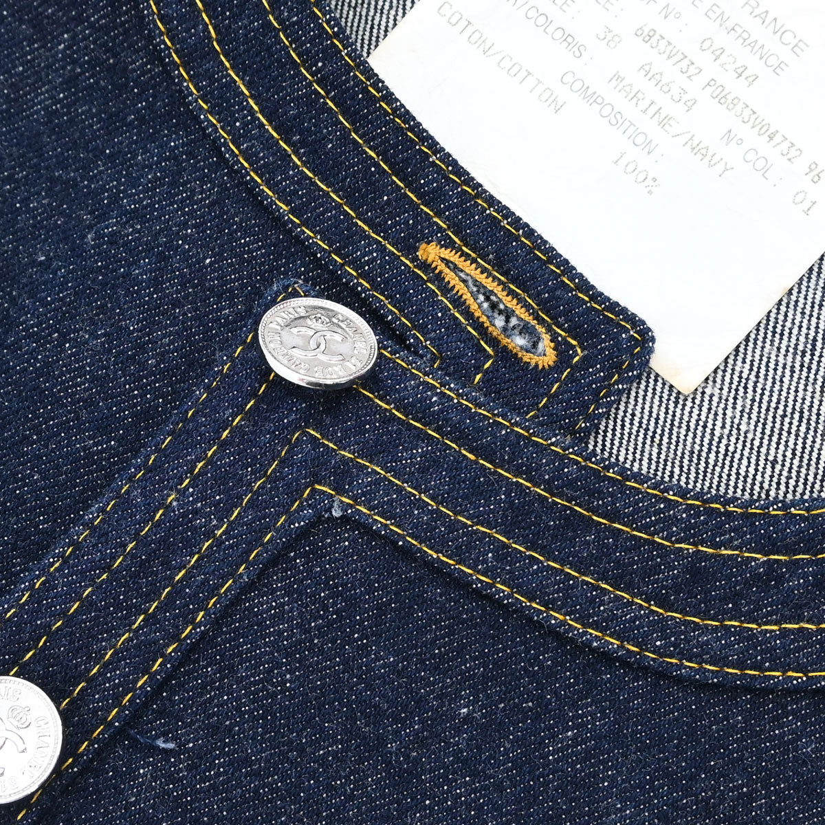 Chanel 1996 Sleeveless Vest Denim Jacket Navy #38