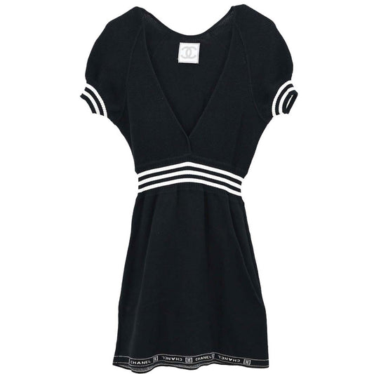 Chanel 2004 Sport Line Short Sleeve Dress Black #38