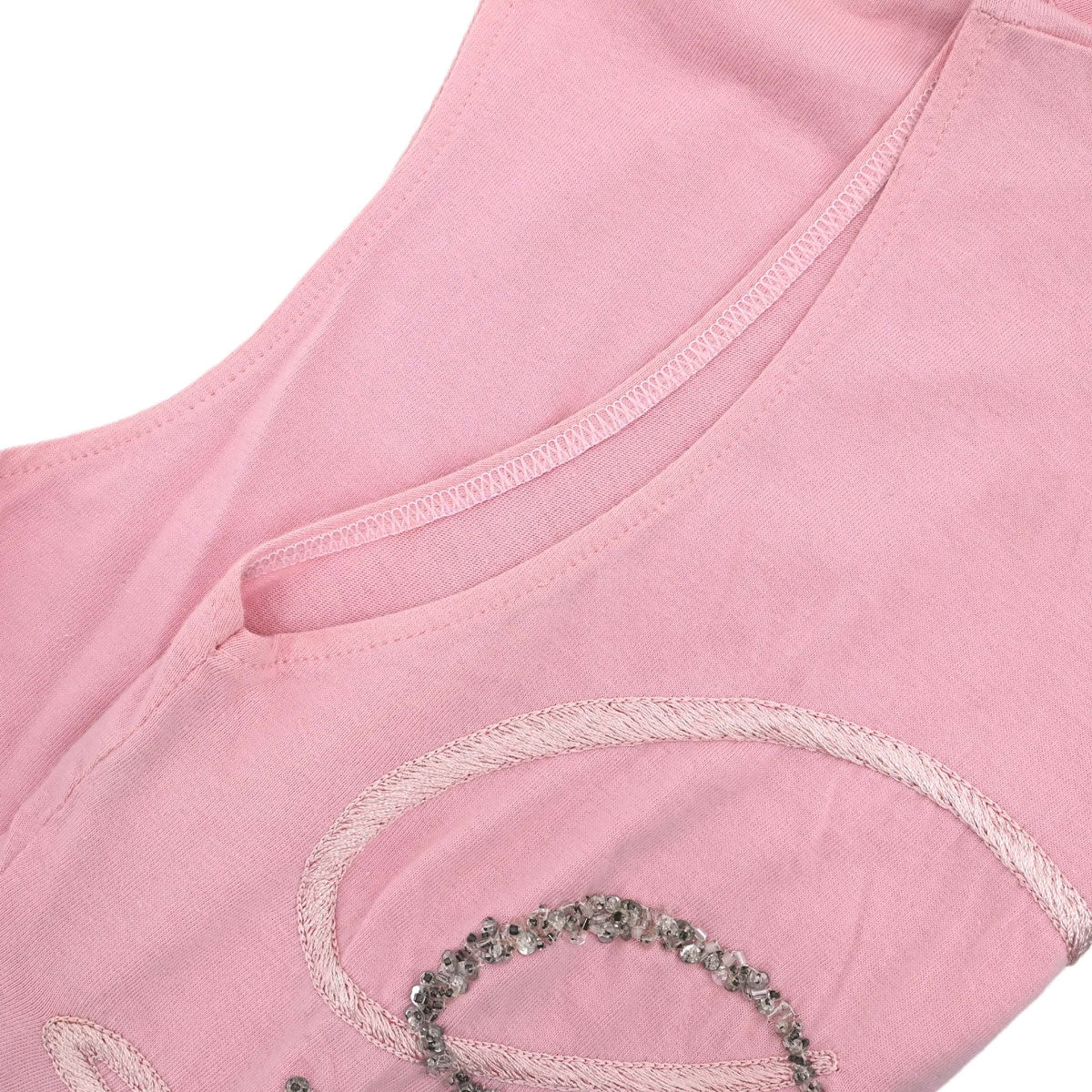 Christian Dior Sleeveless Tank Top Sequins Rhinestone Beads Pink