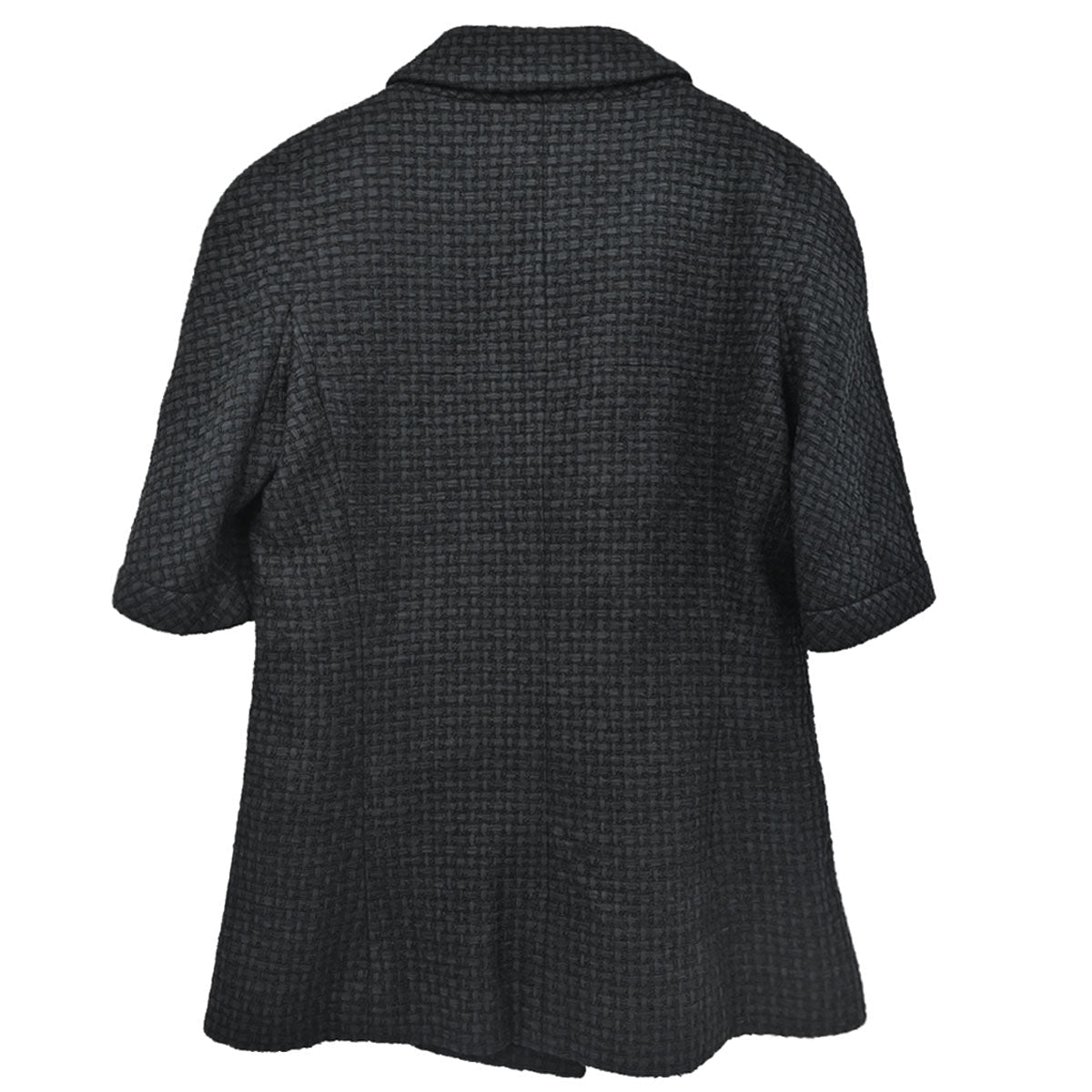 Chanel 2014 Double Breasted Short Sleeve Jacket Tweed Black #40