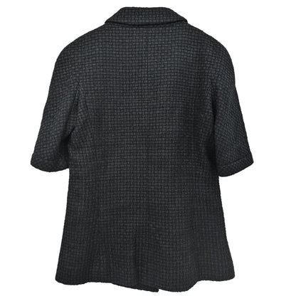 Chanel 2014 Double Breasted Short Sleeve Jacket Tweed Black #40
