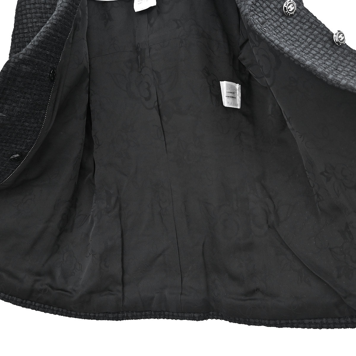 Chanel 2014 Double Breasted Short Sleeve Jacket Tweed Black #40