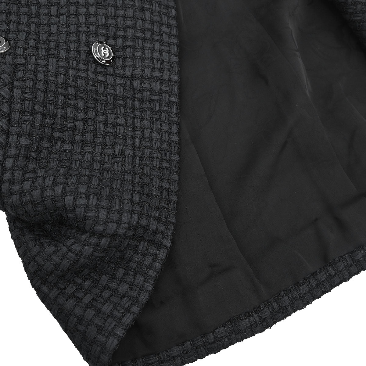 Chanel 2014 Double Breasted Short Sleeve Jacket Tweed Black #40