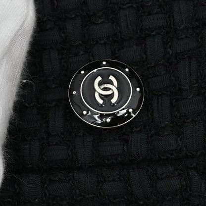 Chanel 2014 Double Breasted Short Sleeve Jacket Tweed Black #40