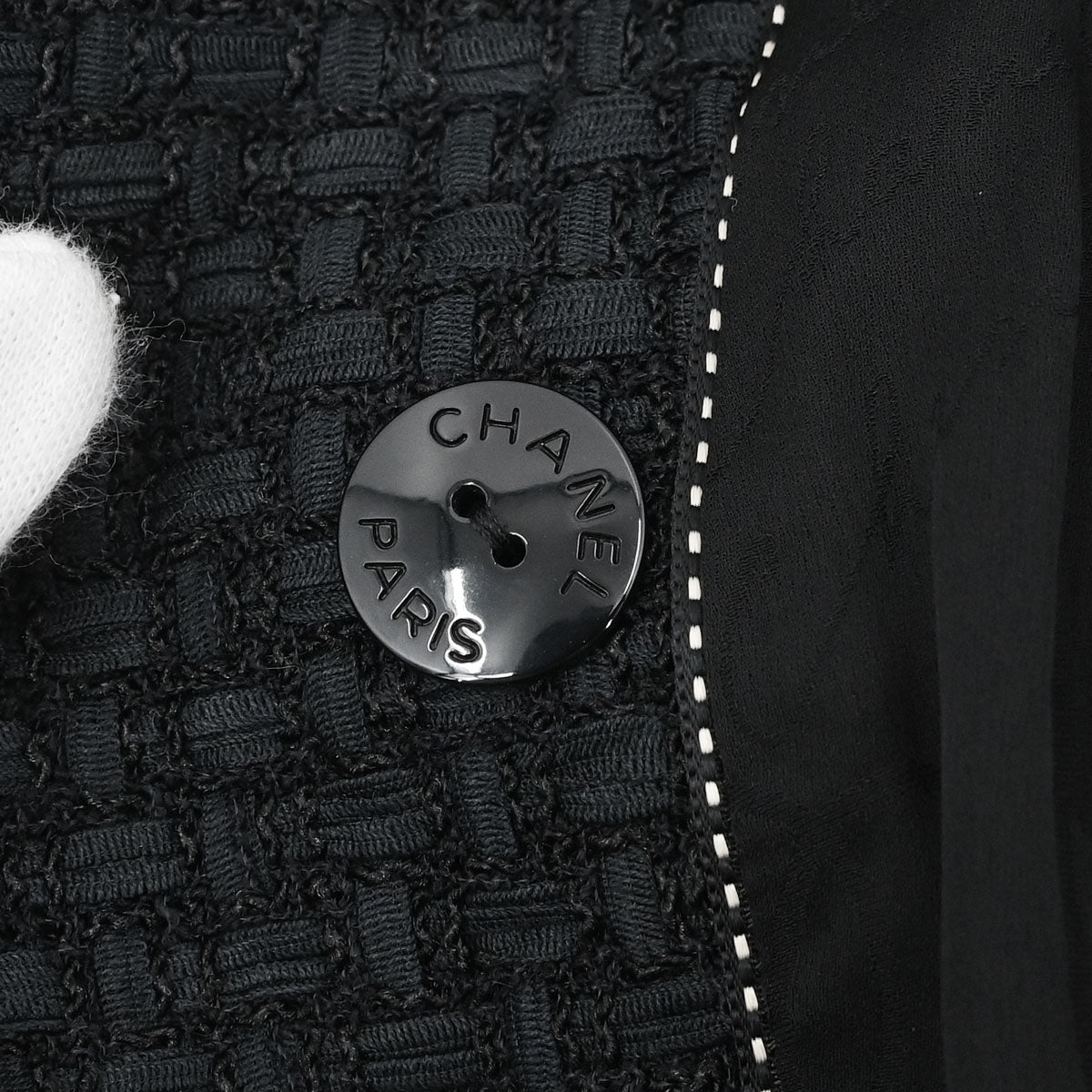 Chanel 2014 Double Breasted Short Sleeve Jacket Tweed Black #40