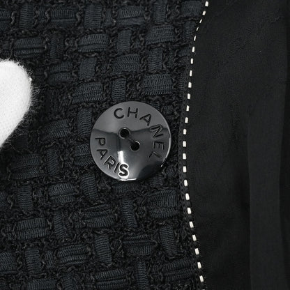 Chanel 2014 Double Breasted Short Sleeve Jacket Tweed Black #40