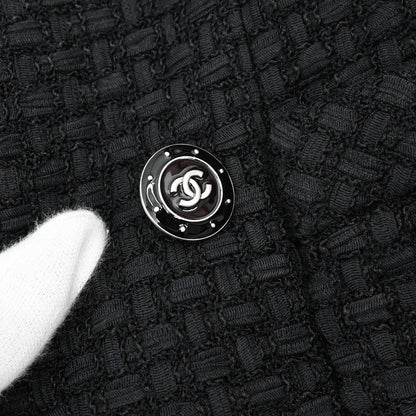 Chanel 2014 Double Breasted Short Sleeve Jacket Tweed Black #40