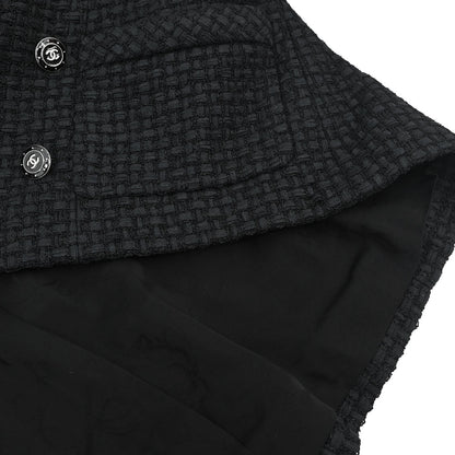 Chanel 2014 Double Breasted Short Sleeve Jacket Tweed Black #40