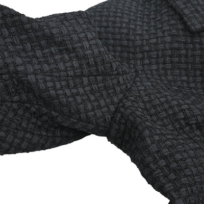 Chanel 2014 Double Breasted Short Sleeve Jacket Tweed Black #40