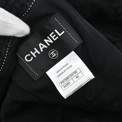 Chanel 2014 Double Breasted Short Sleeve Jacket Tweed Black #40