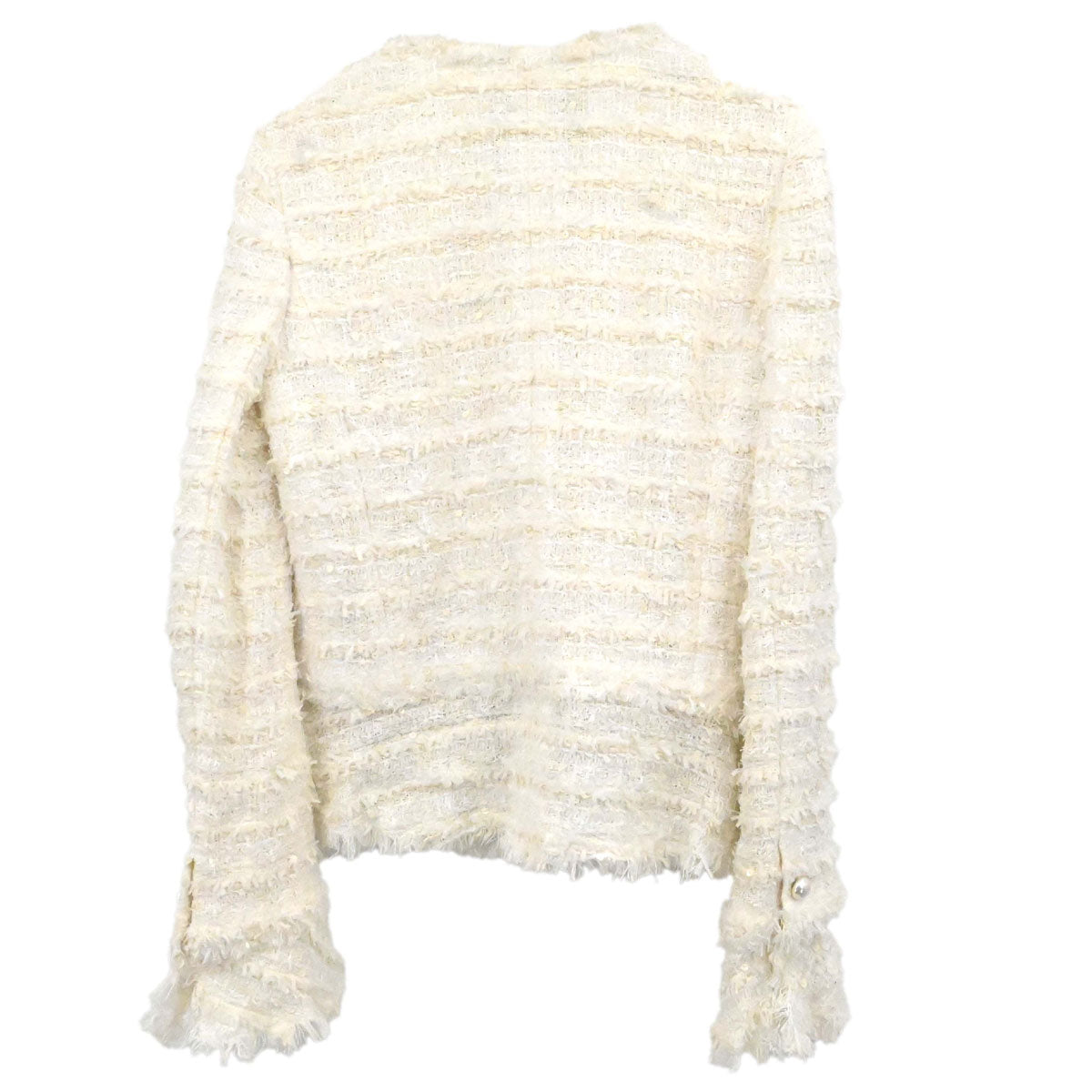 Chanel 2005 Collarless Jacket Tweed White #38