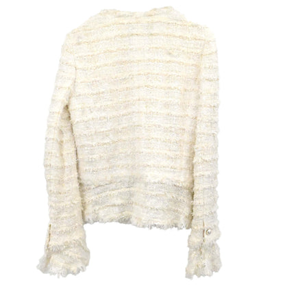 Chanel 2005 Collarless Jacket Tweed White #38
