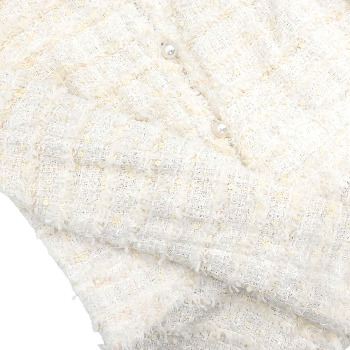 Chanel 2005 Collarless Jacket Tweed White #38