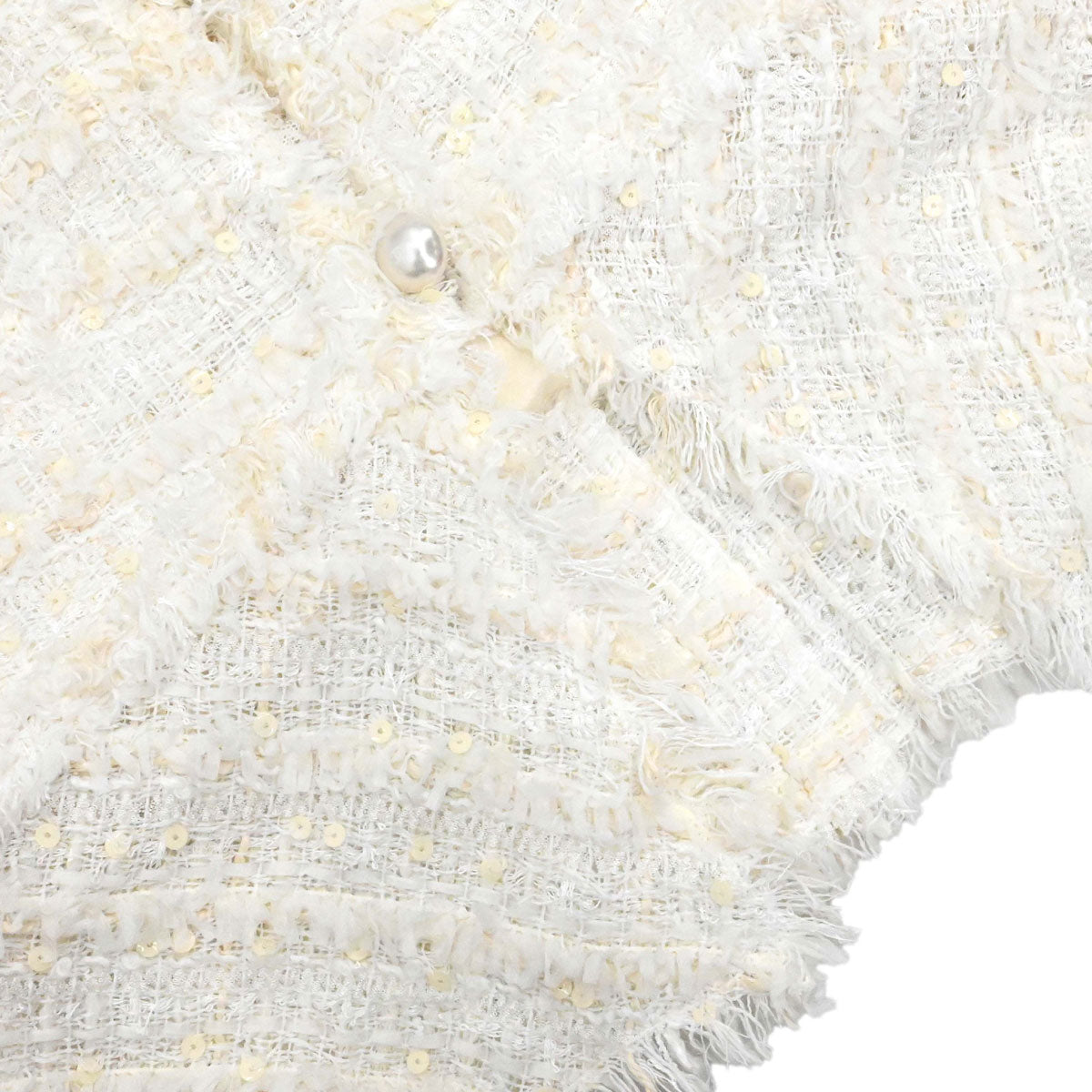 Chanel 2005 Collarless Jacket Tweed White #38