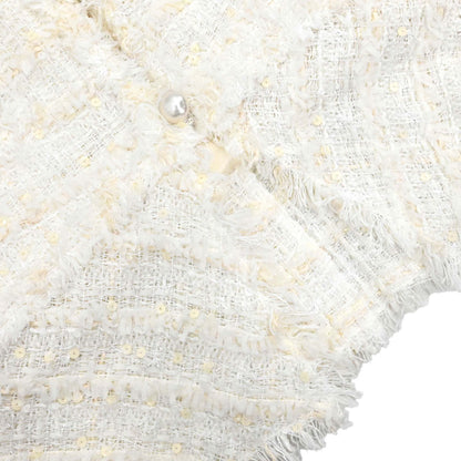 Chanel 2005 Collarless Jacket Tweed White #38