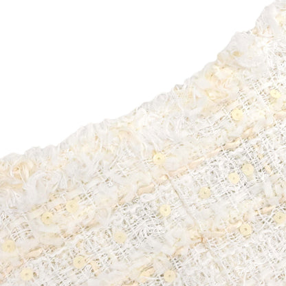 Chanel 2005 Collarless Jacket Tweed White #38
