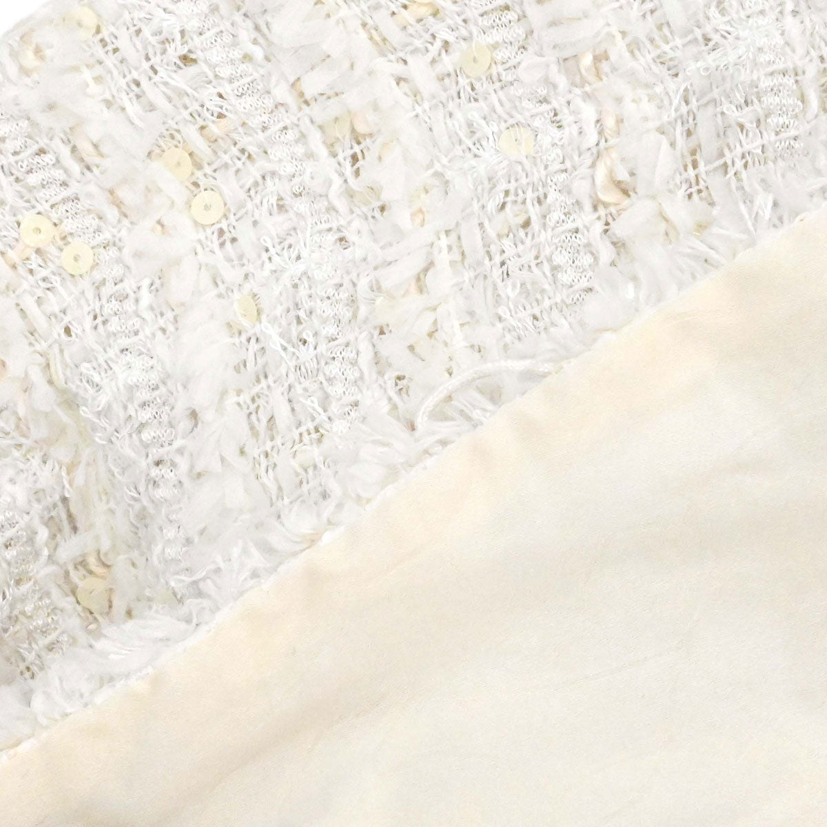 Chanel 2005 Collarless Jacket Tweed White #38