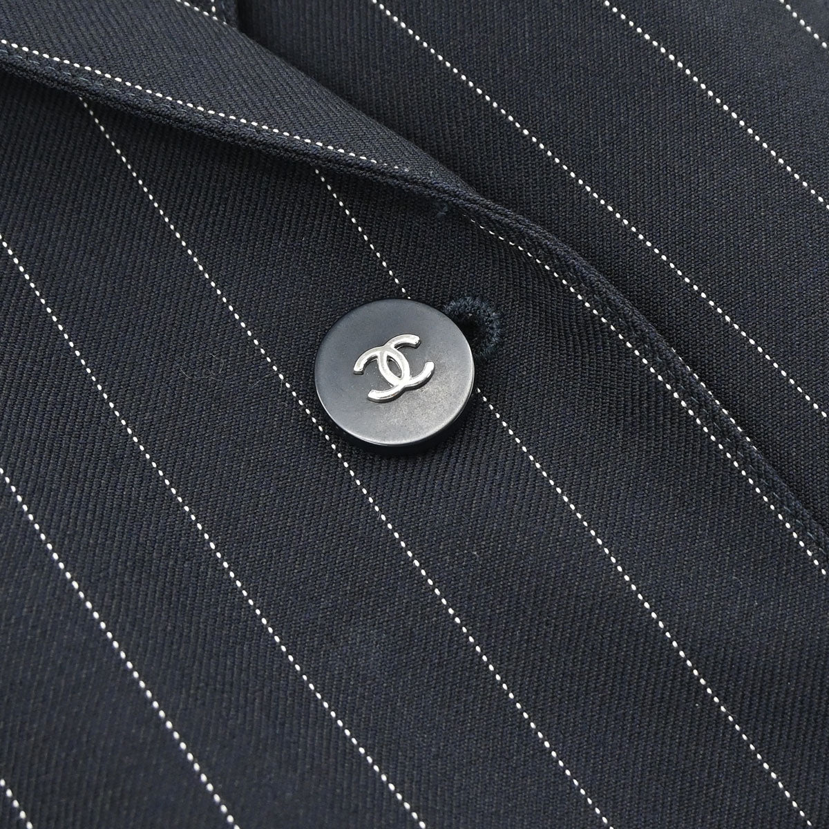 Chanel 1996 Single Breasted Striped Jacket Navy #40