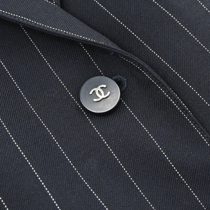 Chanel 1996 Single Breasted Striped Jacket Navy #40