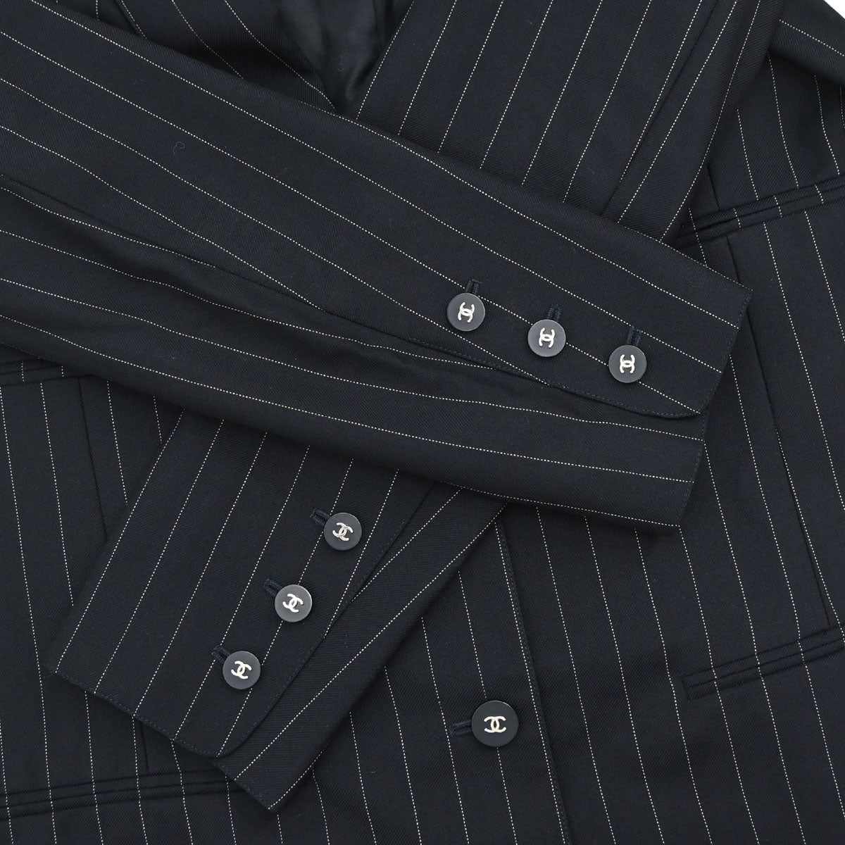 Chanel 1996 Single Breasted Striped Jacket Navy #40