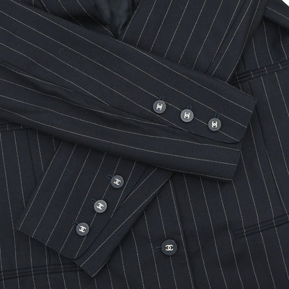 Chanel 1996 Single Breasted Striped Jacket Navy #40