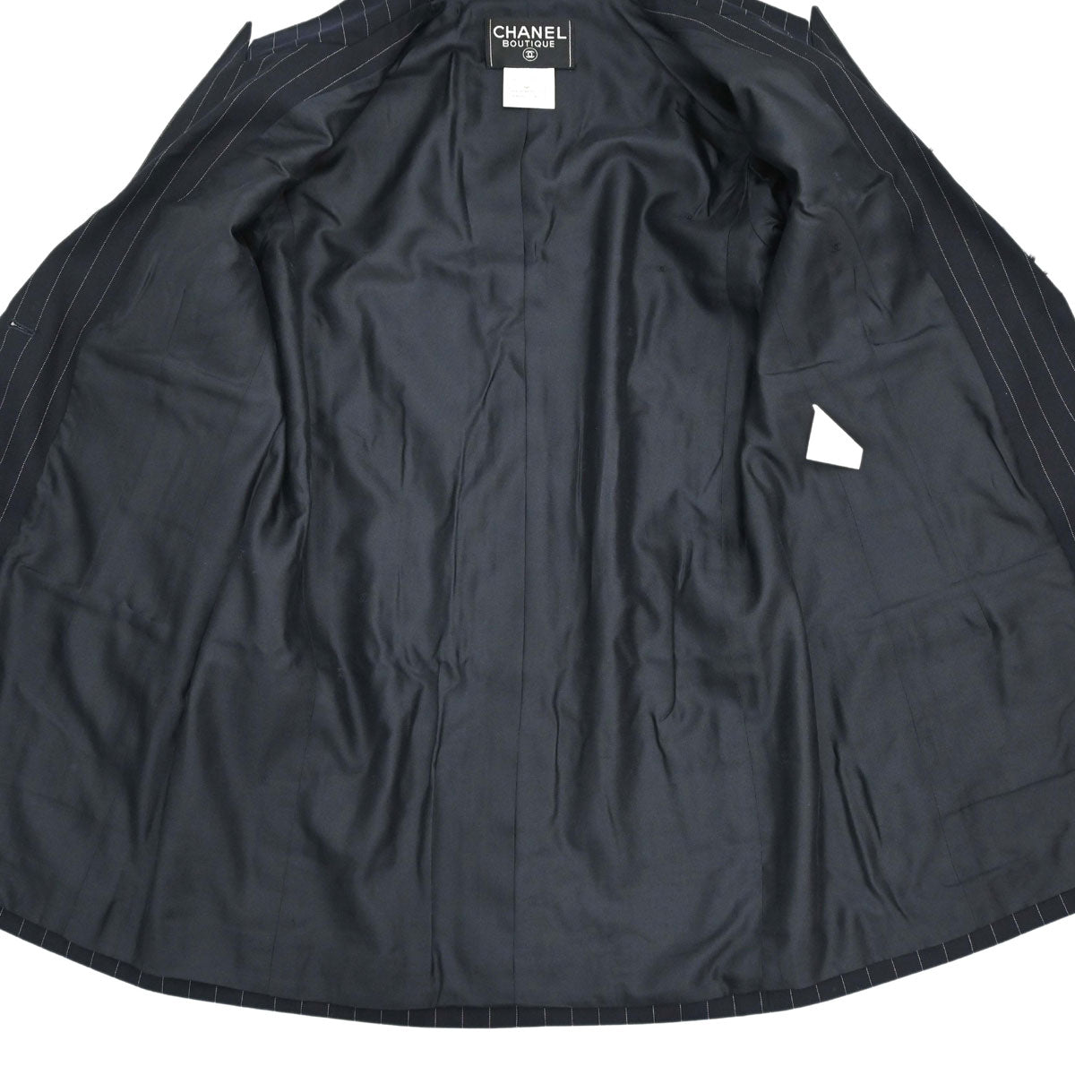 Chanel 1996 Single Breasted Striped Jacket Navy #40