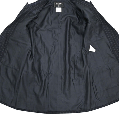 Chanel 1996 Single Breasted Striped Jacket Navy #40