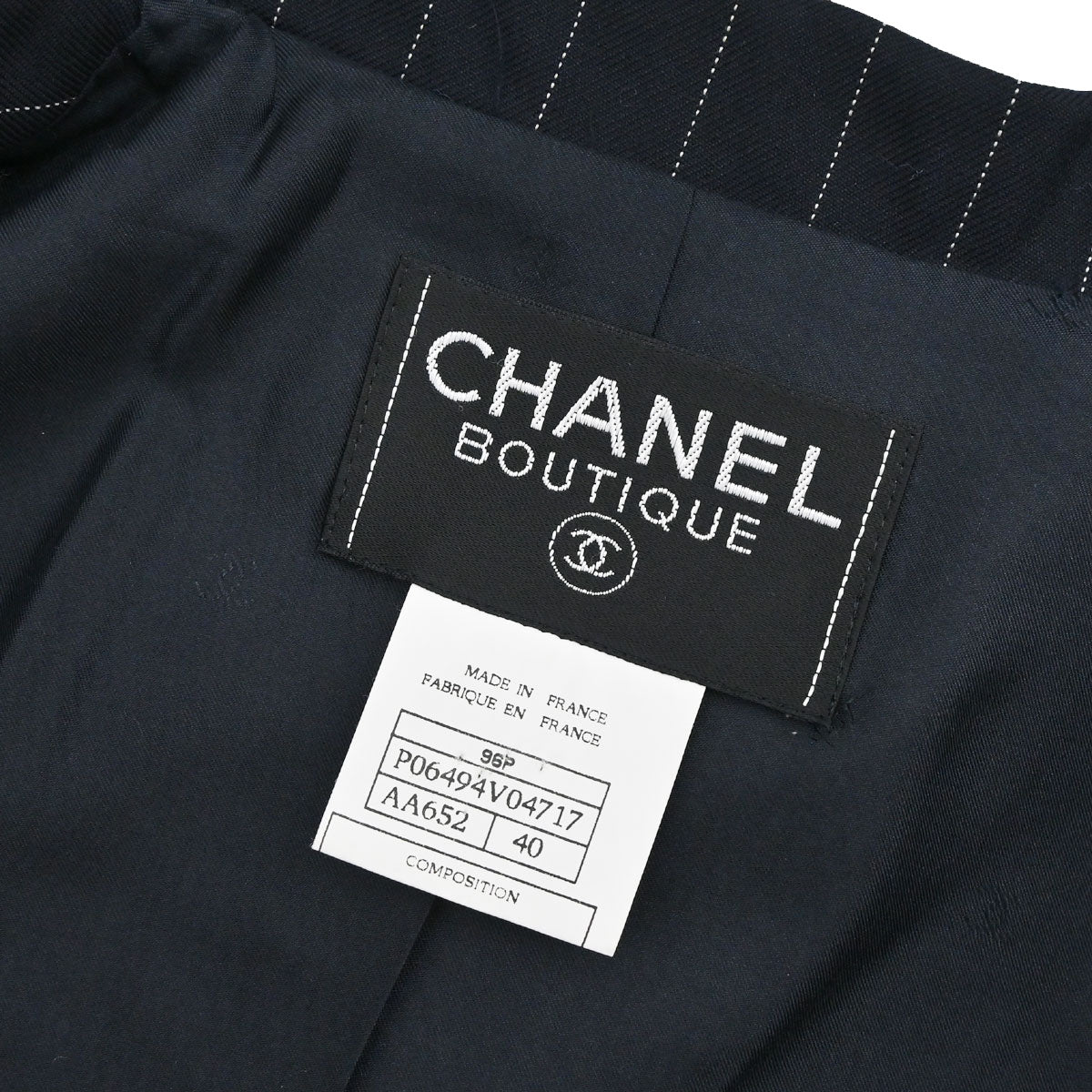 Chanel 1996 Single Breasted Striped Jacket Navy #40