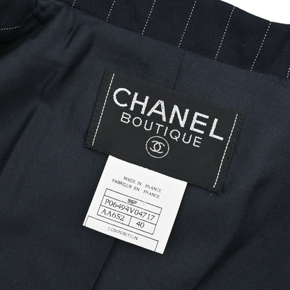 Chanel 1996 Single Breasted Striped Jacket Navy #40
