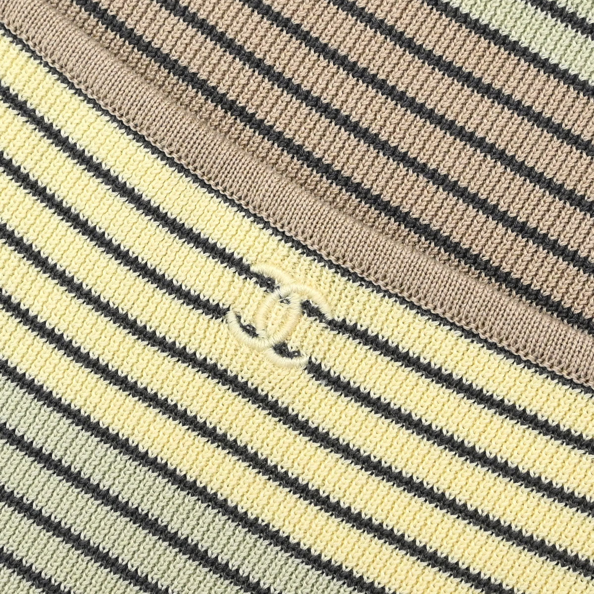 Chanel 1998 Short Sleeve Top Striped Yellow #36