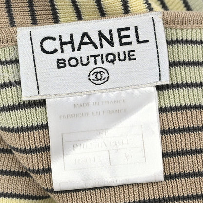 Chanel 1998 Short Sleeve Top Striped Yellow #36
