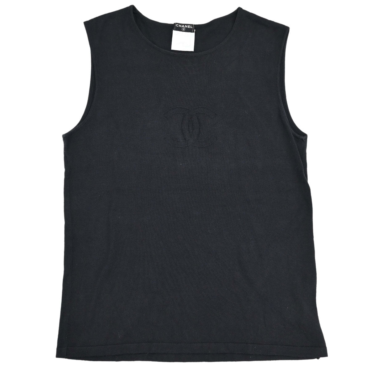 Chanel 2005 Sleeveless Tank Top Knit Black #38