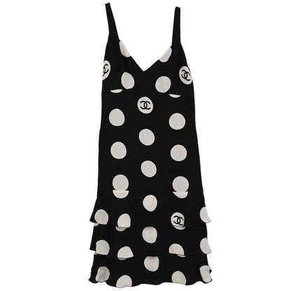 Chanel 1997 Camisole Dot Dress Black White #40