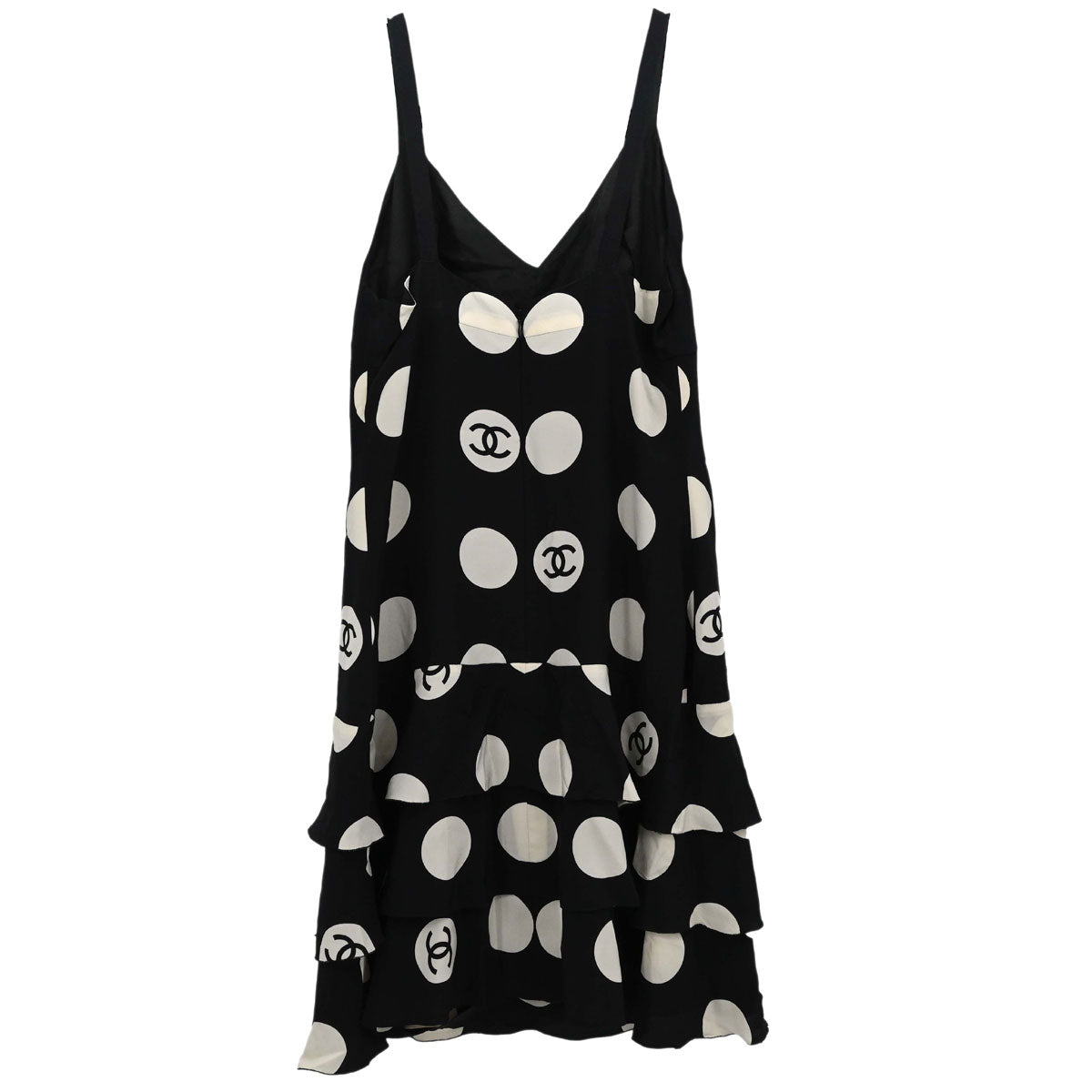 Chanel 1997 Camisole Dot Dress Black White #40