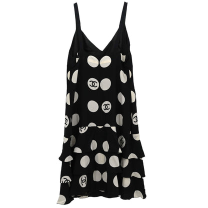 Chanel 1997 Camisole Dot Dress Black White #40