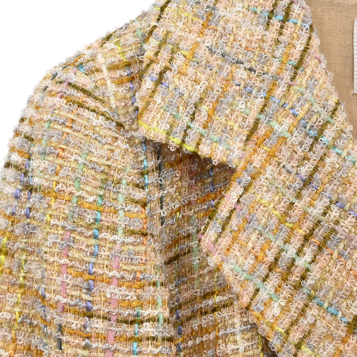 Chanel 1999 Double Breasted Tweed Jacket Beige #36