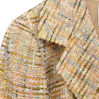 Chanel 1999 Double Breasted Tweed Jacket Beige #36