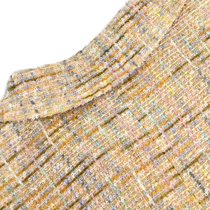 Chanel 1999 Double Breasted Tweed Jacket Beige #36