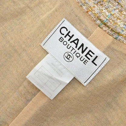 Chanel 1999 Double Breasted Tweed Jacket Beige #36
